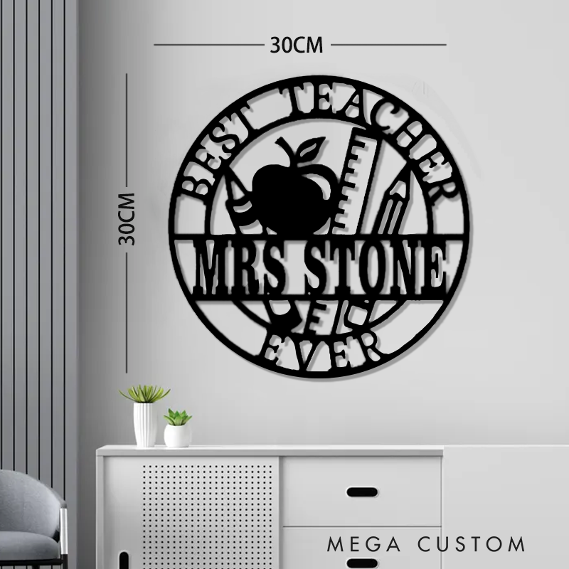 Personalized Teacher Metal Sign for Indoor Outdoor Decor Best Teacher Ever Design Appreciation Gift For Teachers