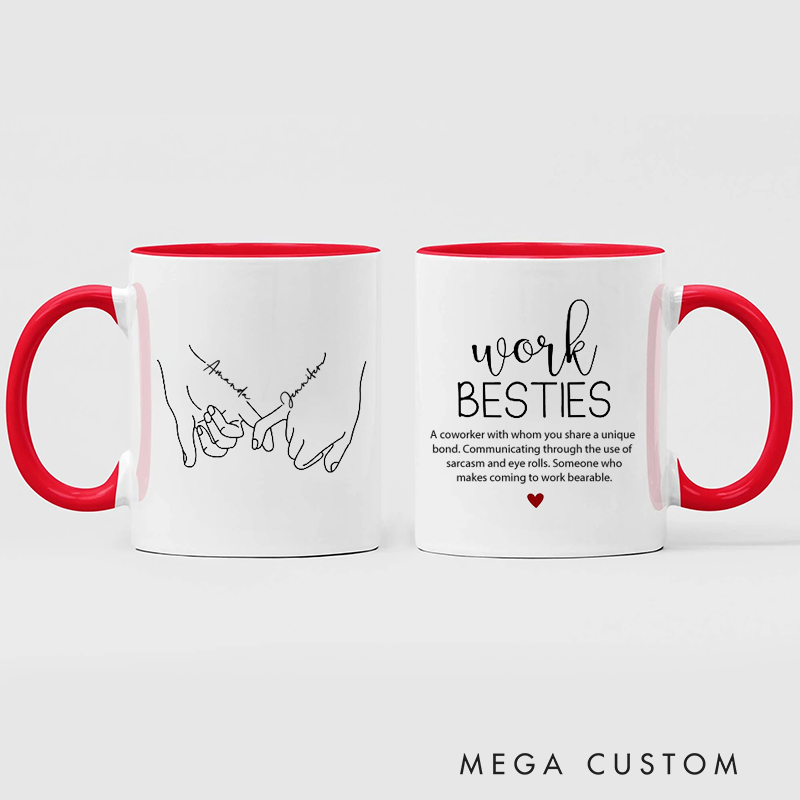Personalized Mug Work Besties Hand Design Creative Gift for Work Besties