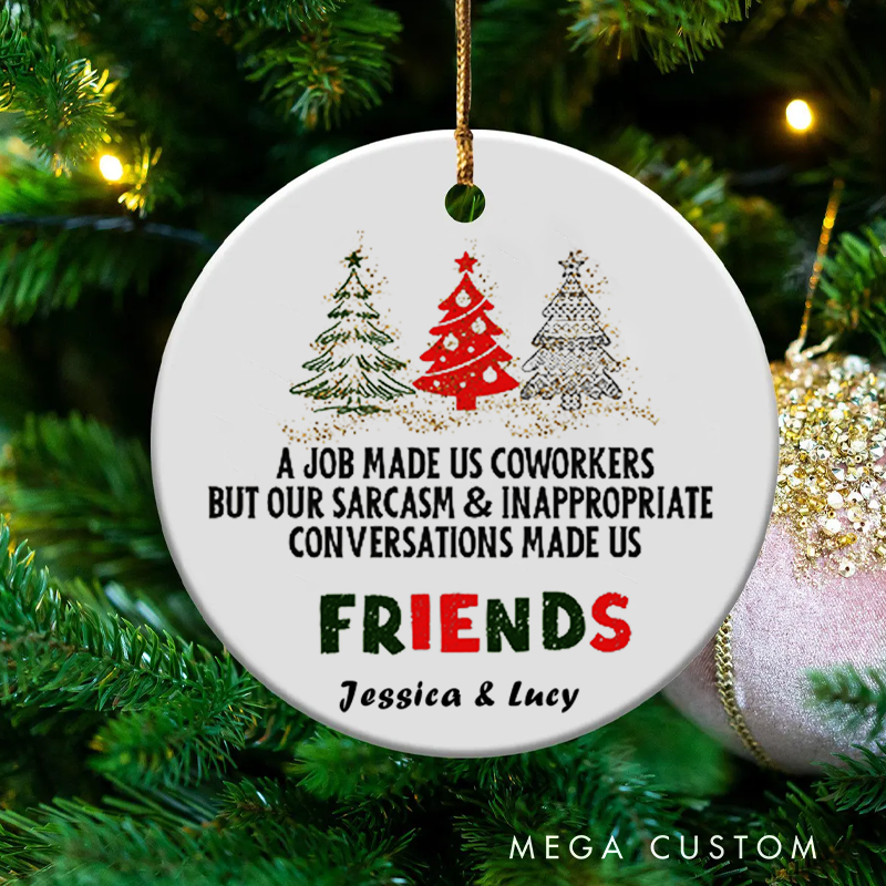 Personalized  Christmas Ornament with Work Friends Design Gift for Coworkers