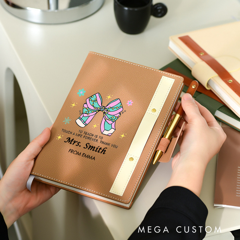 Personalized A5 Lined Notebook with Pen Loop for Teachers to Teach Is to Touch a Life Forever Design Notebook Appreciation Gift for Teachers