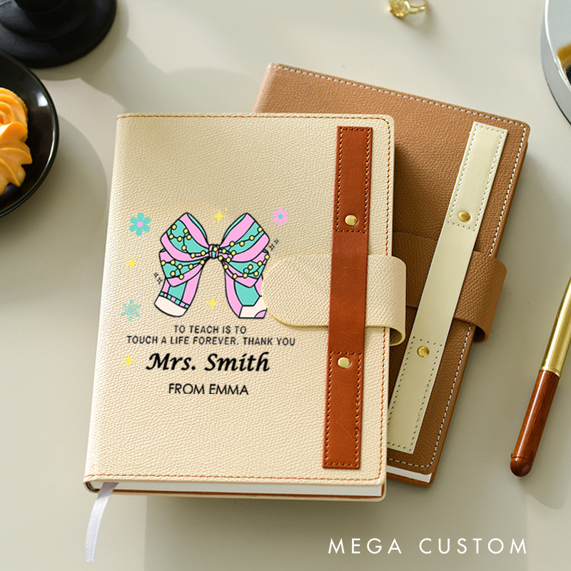 Personalized A5 Lined Notebook with Pen Loop for Teachers to Teach Is to Touch a Life Forever Design Notebook Appreciation Gift for Teachers