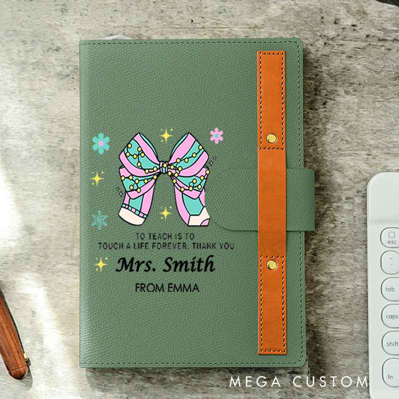Personalized A5 Lined Notebook with Pen Loop for Teachers to Teach Is to Touch a Life Forever Design Notebook Appreciation Gift for Teachers