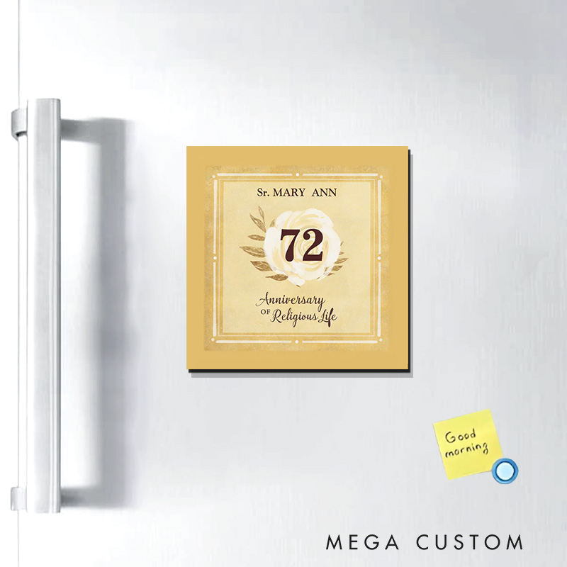 Personalized Anniversary of Religious Life Nun Magnetic Fridge Magnet with Name and Year Number Religious Gift Anniversary Gift