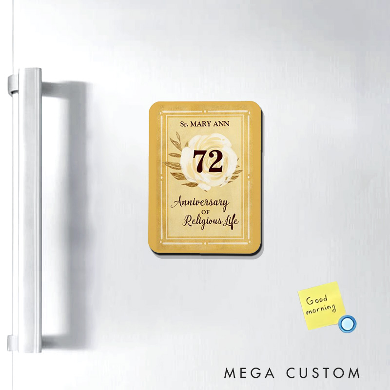 Personalized Anniversary of Religious Life Nun Magnetic Fridge Magnet with Name and Year Number Anniversary Gift Religious Gift for Nun