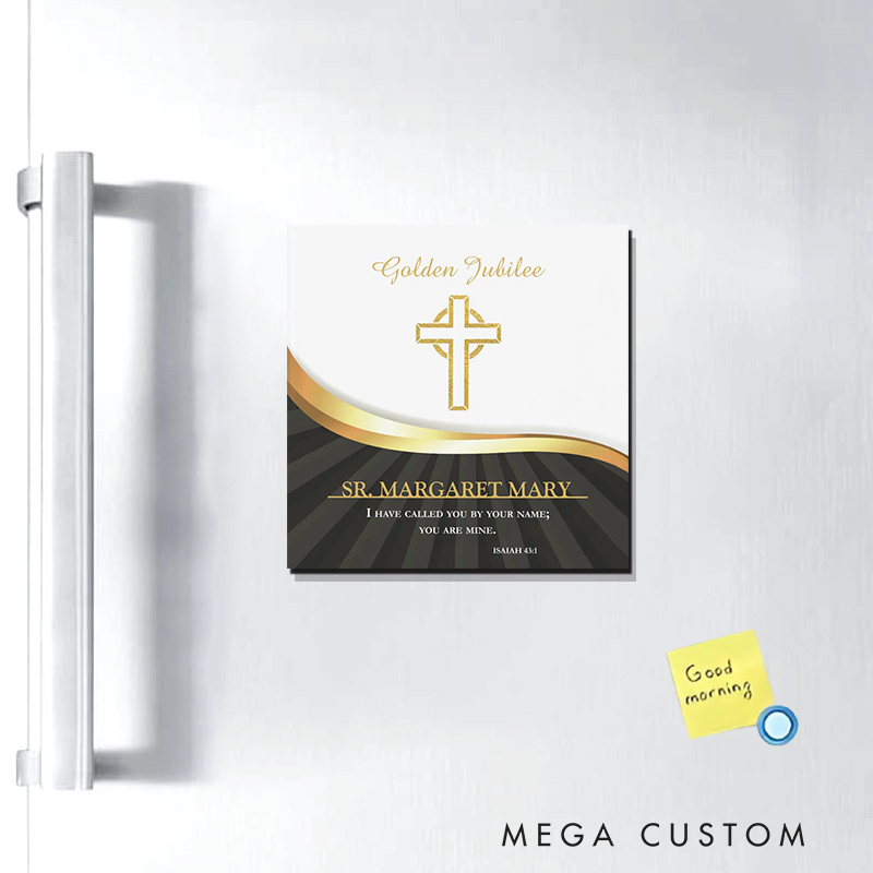 Personalized Golden Jubilee of Religious Life 50 Year Magnetic Fridge Magnet with Name Religious Gift Anniversary Gift