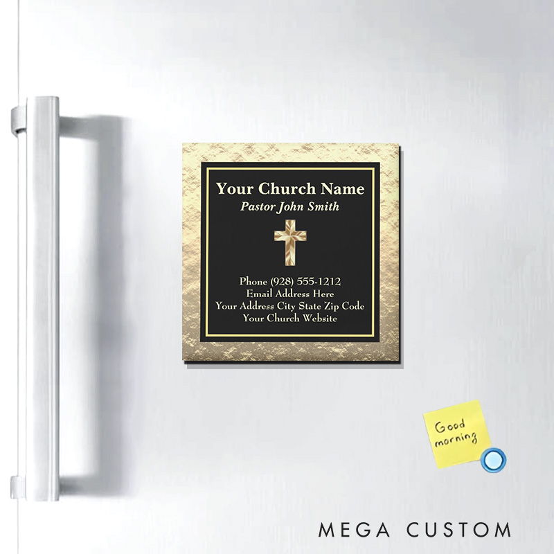 Personalized Church Pastor Gold And Black Business Card Magnetic Magnet with Name and Message Religious Gift 