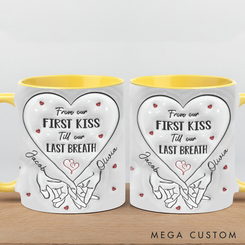 Personalized From Our First Kiss Till Our Last Breath Couple Matching Mugs Anniversary Gift Mugs For Couple 
