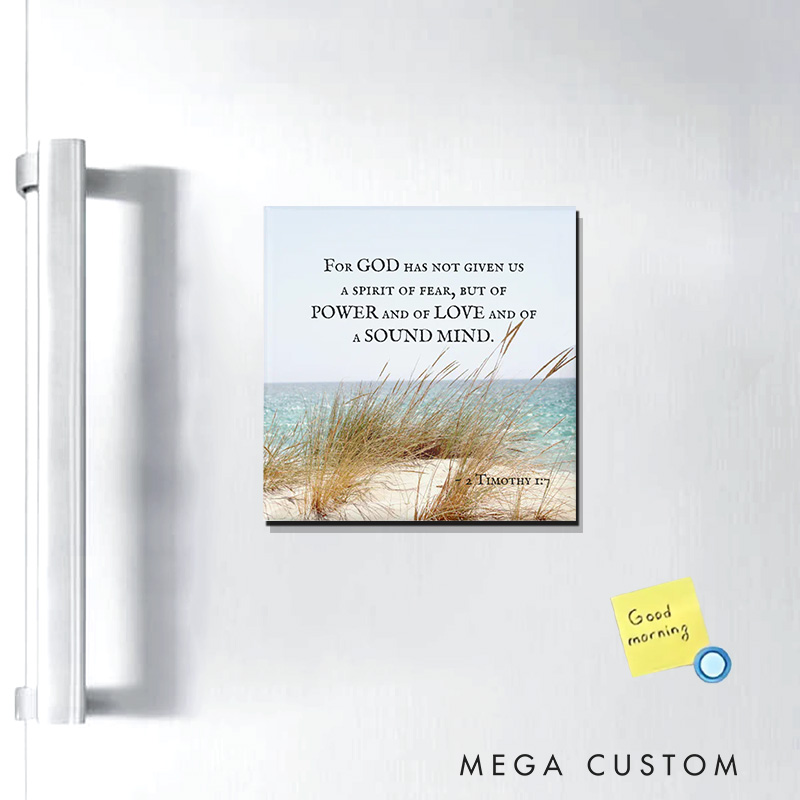 Personalized 2 Timothy 1:7 God Has Not Given a Spirit of Fear Magnetic Fridge Magnet with Name Religious Gift Faith Gift