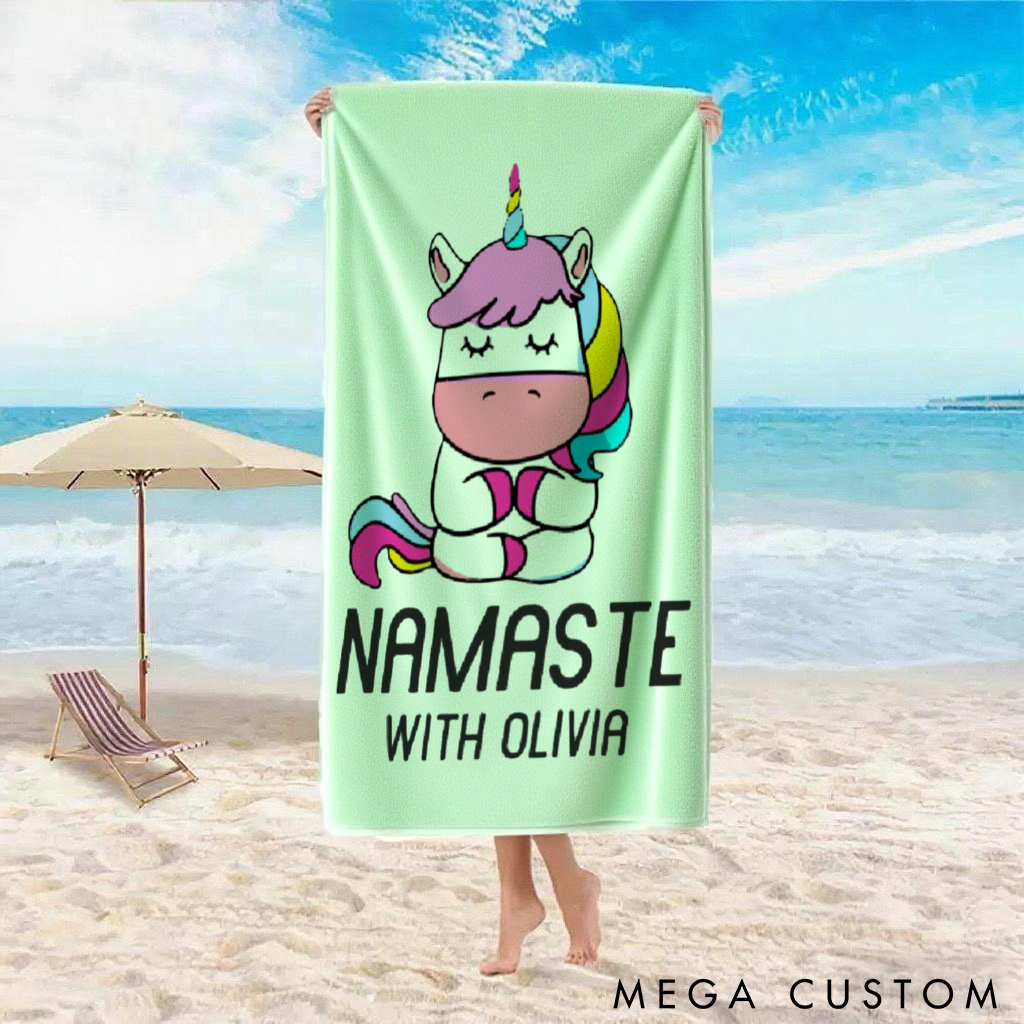 Personalized Unicorn Yoga Beach Towel Yoga Towel Perfect for Beach, Yoga, Swimming, and Hiking Adventures