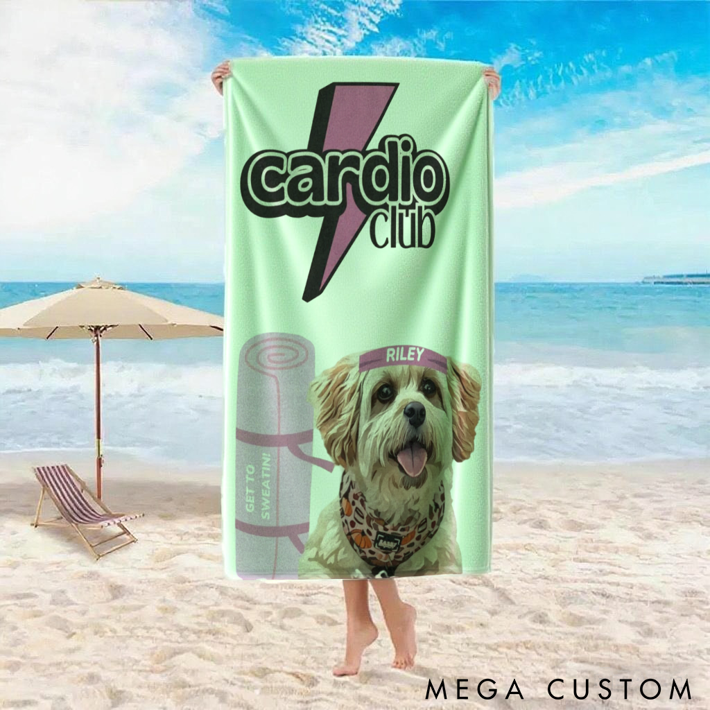 Personalized Yoga Beach Towel with Dog and Yoga Mat design Perfect Gift for Yoga Lover and Dog Lover