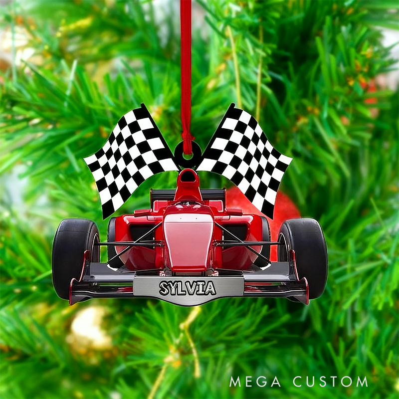Personalized F1 Racing Car Christmas Ornament – Custom Acrylic Formula Car Gift for Racing Lovers and Motorsport Fans