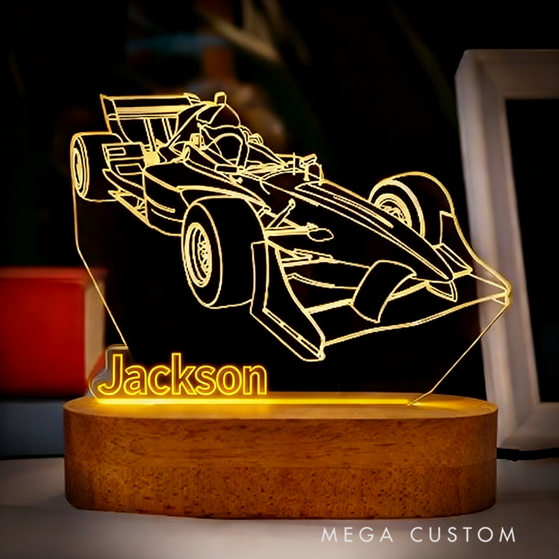 Personalized Night Light Custom LED Lamp with Car Design Unique Gift for Racers and Racing Lovers
