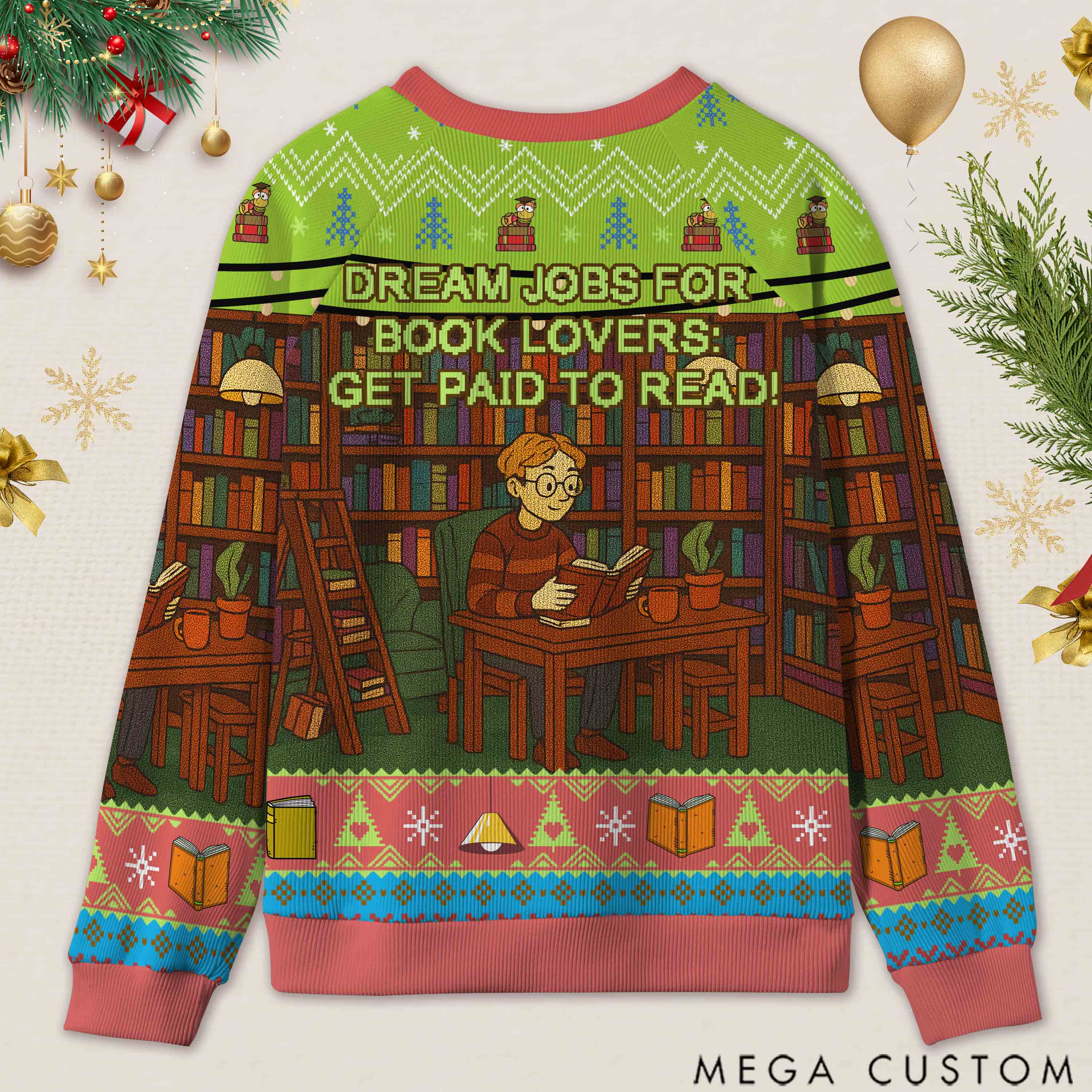 Personalized Freedom to Read Defiant Ugly Sweater Holiday Gift for Librarians
