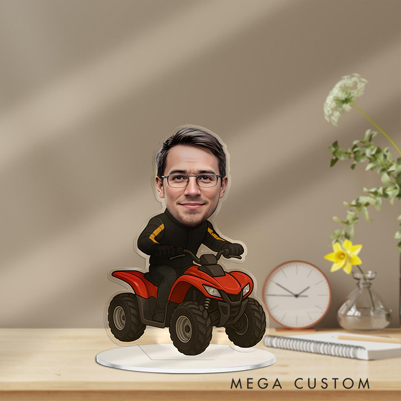 Personalized ATV Racing Portrait Desk Name Plate Acrylic Plaque Table Decor Gifts