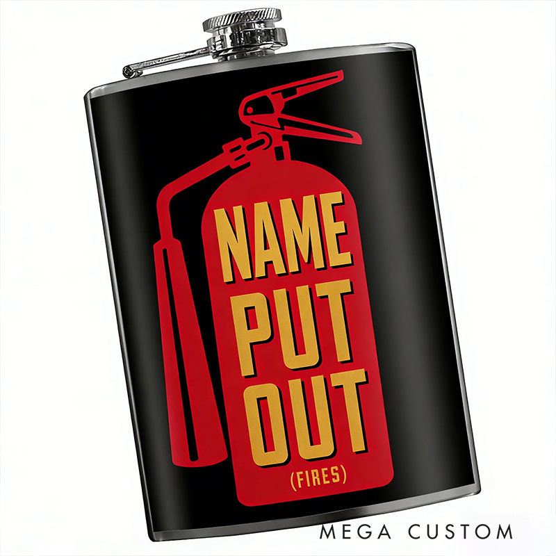Personalized Stainless Steel Flask Put Out Fire Fire Extinguisher Design Flask Gift for Firefighters