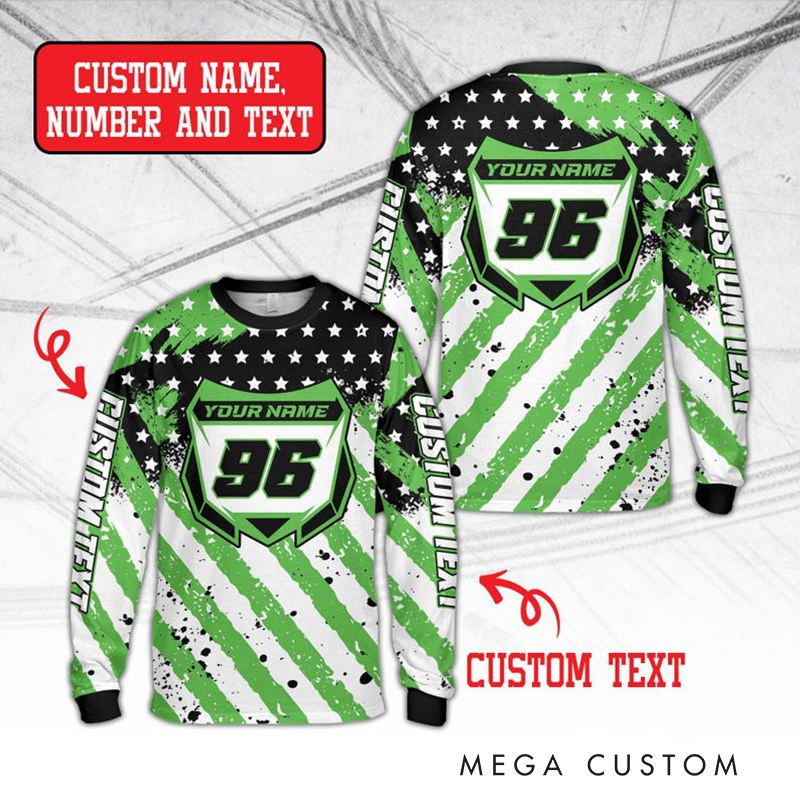 Personalized Dirt Bike Long Sleeve Shirt Custom Name Motocross BMX Shirt Gift for Motocross Riders