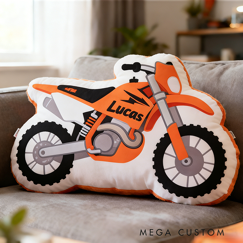 Personalized Motorcycle Pillow Custom Name 3D Graphic Print Cushion Gift for Bikers and Motorcycle Fans