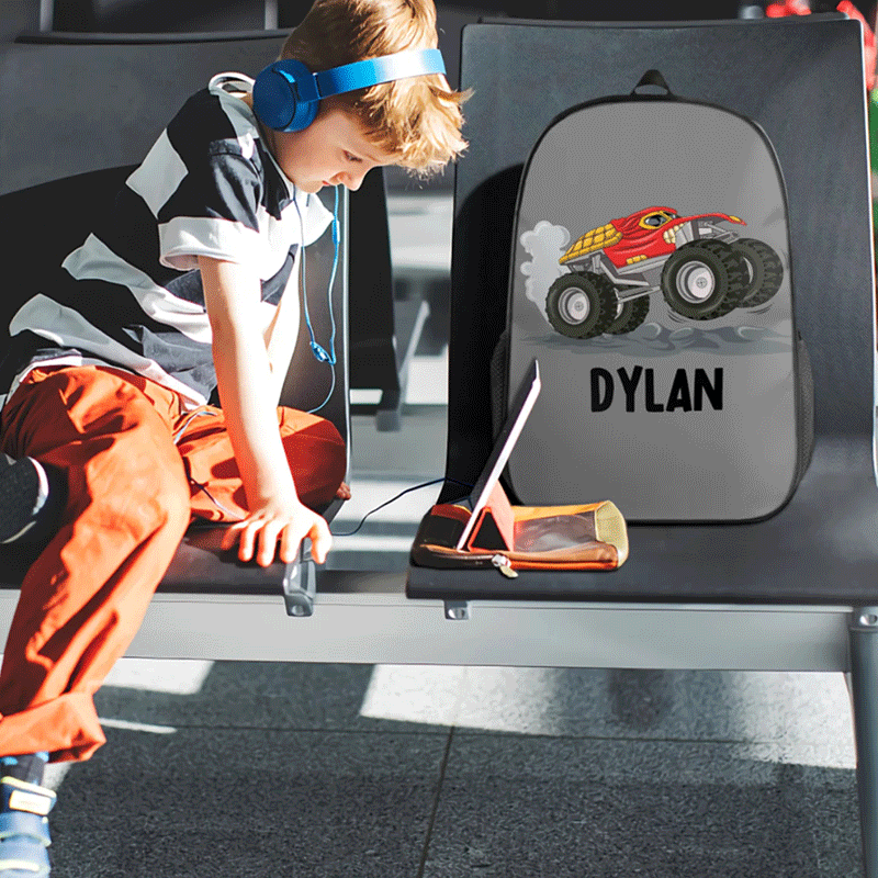 Personalized Monster Truck Backpack with Custom Name Unique Backpack for Kids