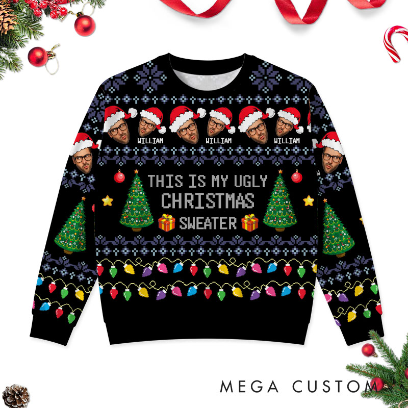 Personalized Couple Christmas Ugly Sweater Couple Photo Ugly Sweatshirt Christmas Gift for Boyfriend Girlfriend Husband Wife