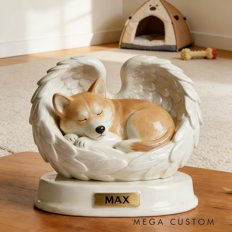 Personalized Angel Wings Desktop Pet Tribute a Beautiful Way to Honor Your Pet's Memory