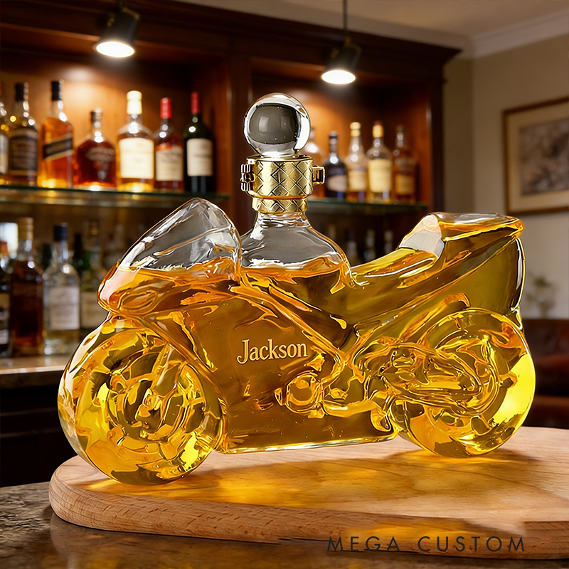 Personalized Whiskey Gifts Custom Name Motorcycle Shaped Whiskey Decanter Bottle for Men Biker Bar Decor Gift
