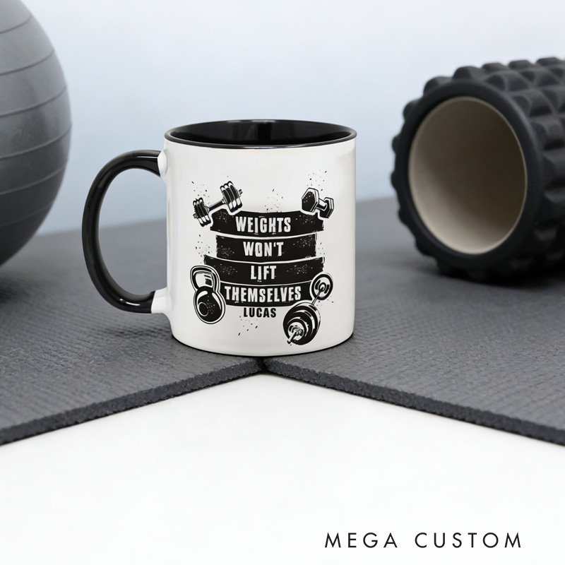 Personalized Fitness Mug Funny Gym Dad Birthday Gift Men Christmas Gift Training Fitness Instructor Cup Him Bodybuilder Weightlifting Weights for Fitness Enthusiasts Bodybuilders and Gym Lovers