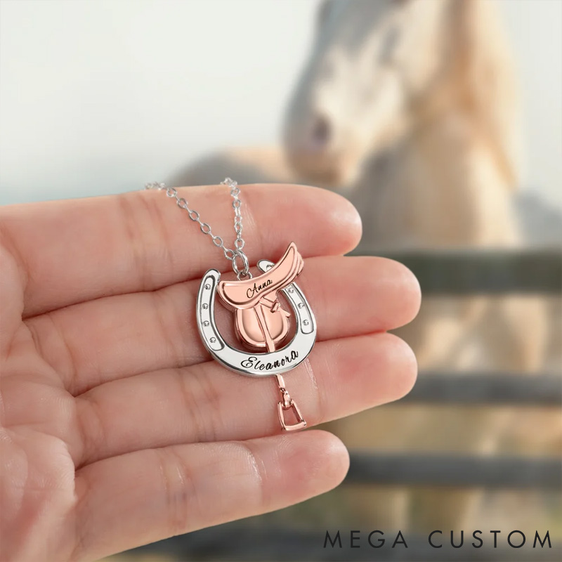 Personalized Pet Lover Horseshoe Saddle Protective Necklace  Dainty Jewelry Birthday Anniversary Gift for Horse Lovers Necklace