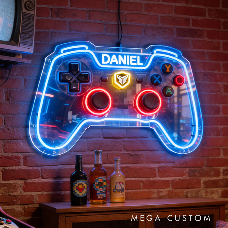 Personalized Gaming Controller with Neon Accents the Perfect Gift for Gamers