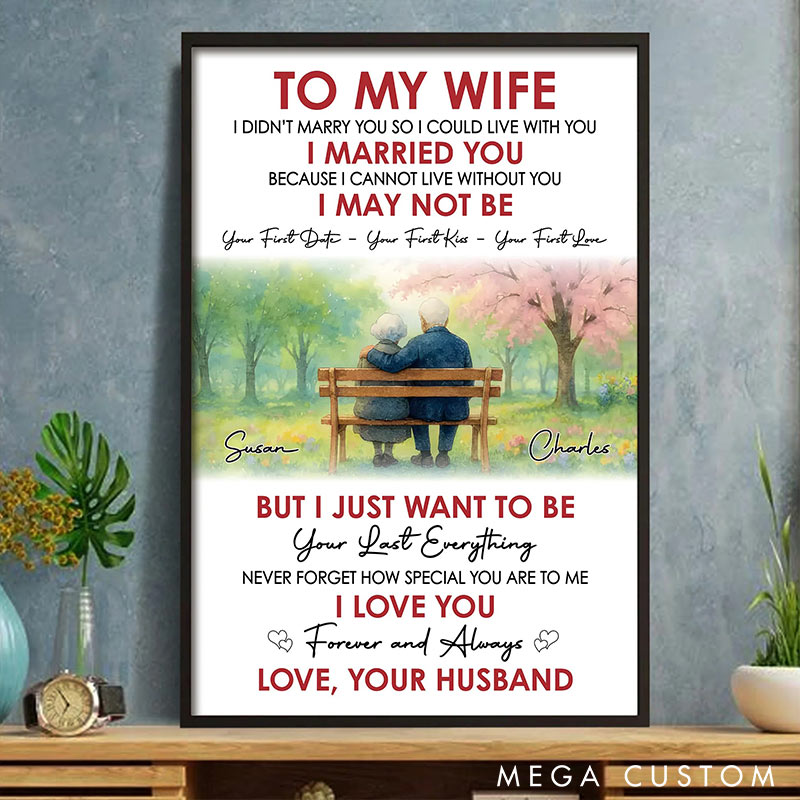 Personalized Gifts for Elderly Couple Canvas Print Wall Art To My Wife Couple Poster Valentines Gift for Wife Anniversary Gift for Wife Confession for Wife