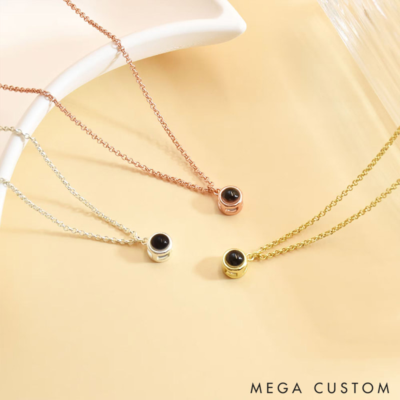 Personalized Couple Minimalist Projection Necklace Custom Photo Inside Necklace Chain Valentine's Day Gift for Couple Anniversary Gift for Wife for Girlfriend