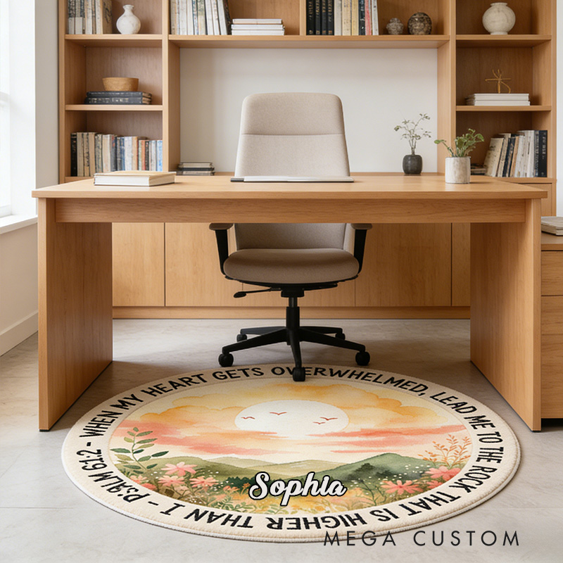 Personalize When My Heart is Overwhelmed Christian Rug with Custom Name Bible Verse Home Decor Religious Gift for her