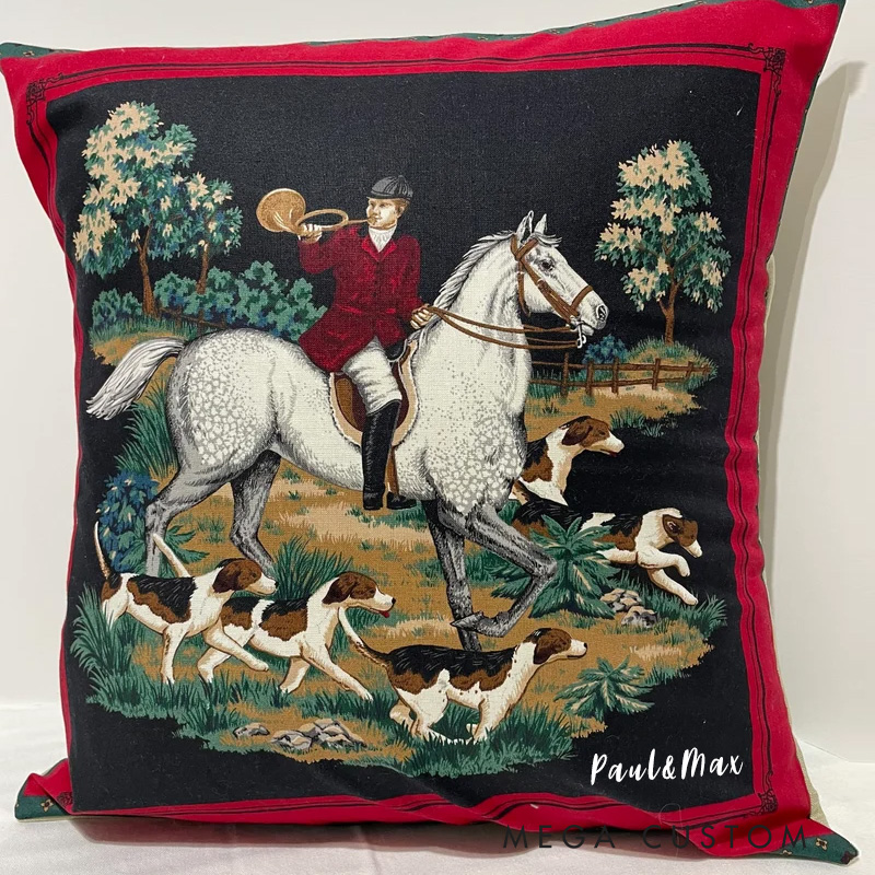 Personalized Equestrian Throw Pillow Horse Fox Hunting Pillow Cover Equestrian Decor for Riding Lovers Equestrian Lovers