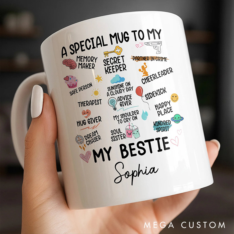 Personalized Sepcial Mug to My Bestie Mug with Name Valentine's Mug Galentine's Day Gift for Friendship Anniversary Mug for Bestie