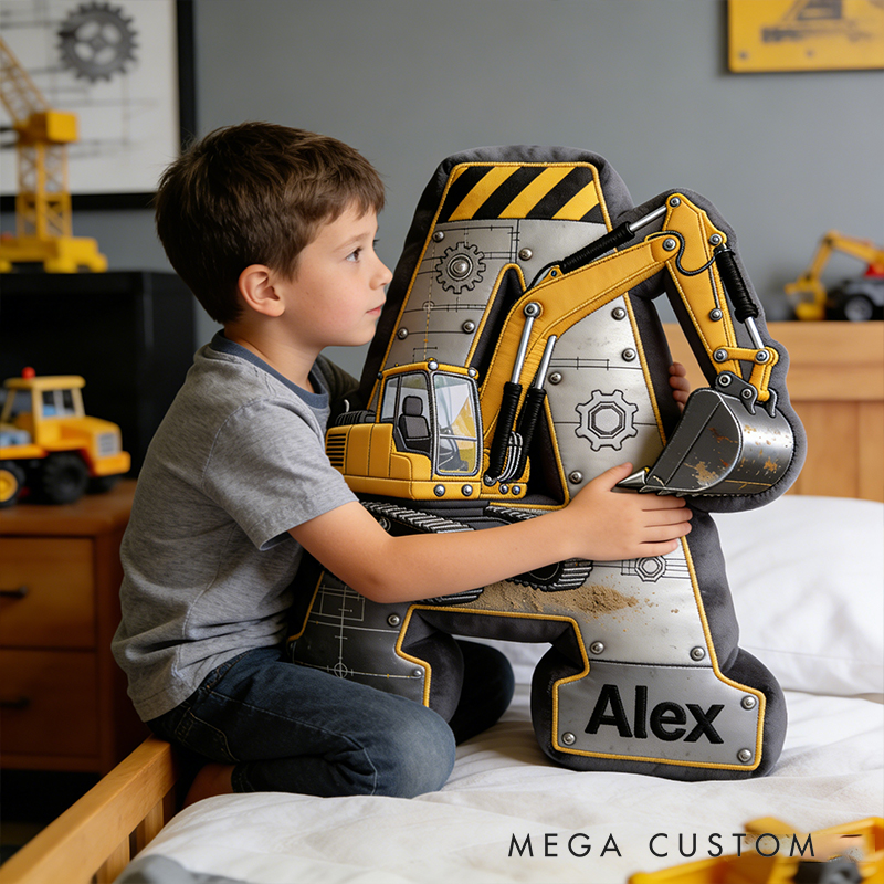 Personalized Excavator Letter Pillow a Gift for Baby Children's Day Gift