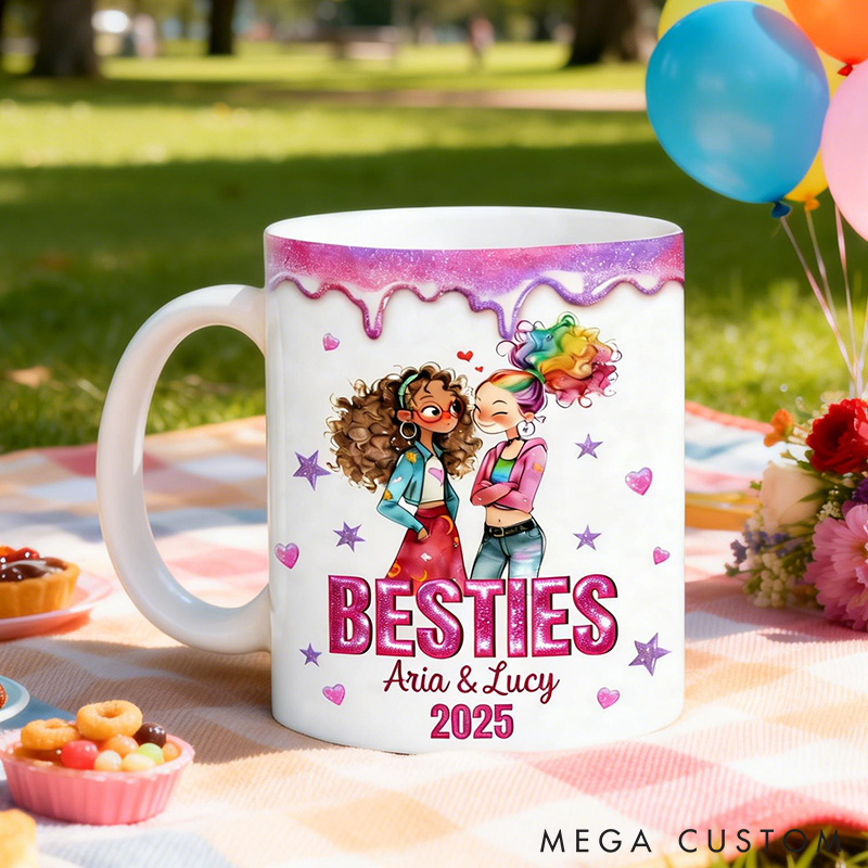 Personalized Bestie Mug with Name Unique Coffee Mug Valentine's Mug Galentine's Day Gift for Friendship Anniversary Mug for Bestie