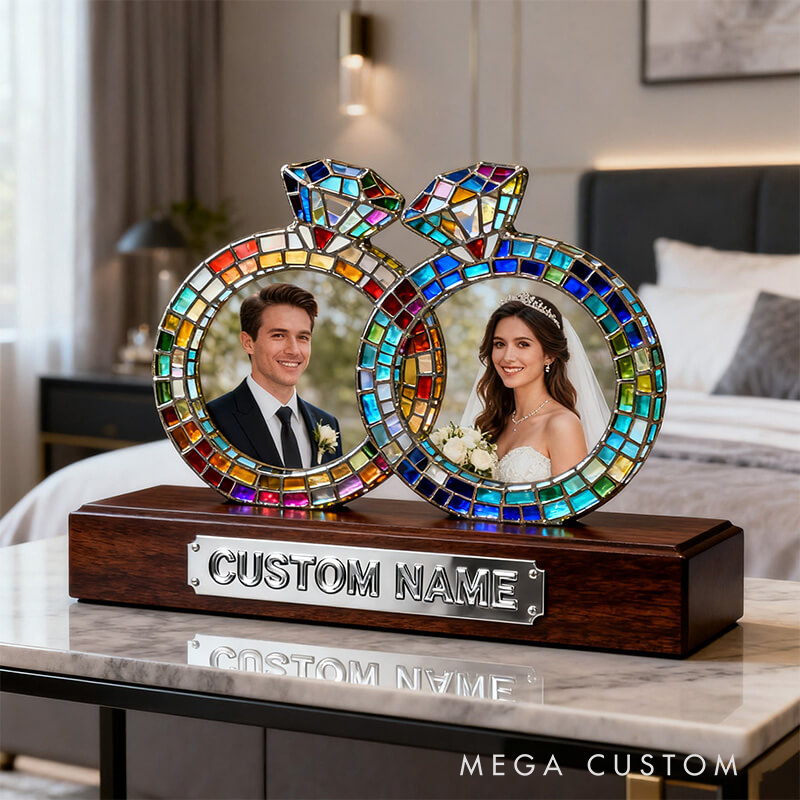 Personalized Painted Glass Diamond Ring Photo Ornament the Perfect Valentine's Day Gift