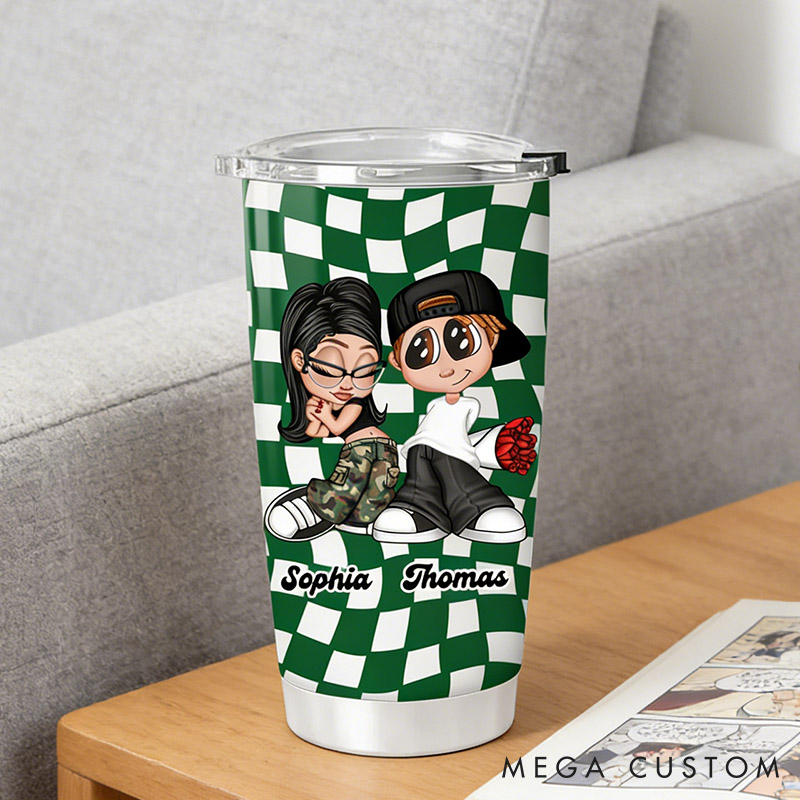 Personalized Cartoon Couple Tumbler Funny y2k Couple Tumbler Gift Couple Valentines Gift for Him Her Anniversary 