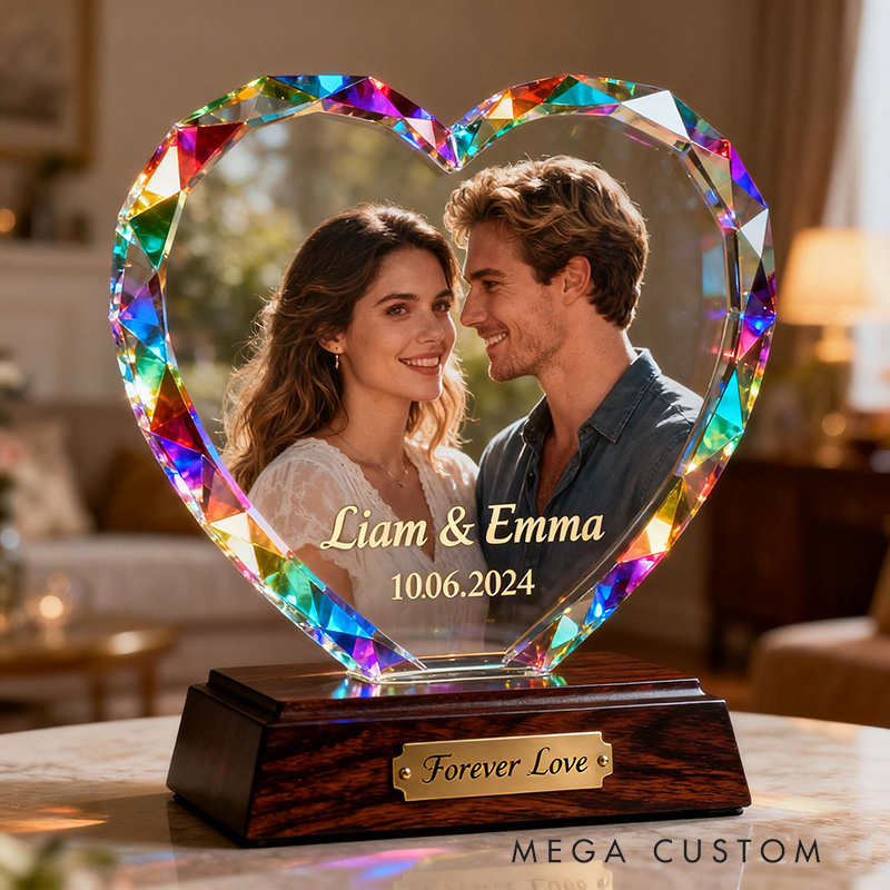 Personalized Couple Heart Stained Glass Ornament the Perfect Valentine's Day Gift