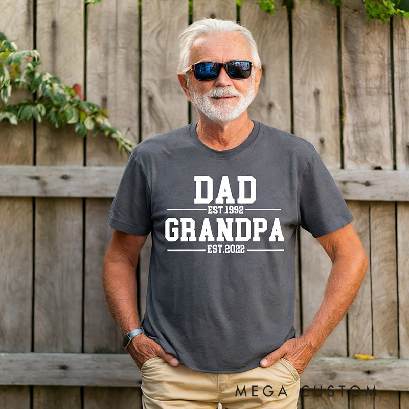 Personalized Dad Est. Grandpa Est. T-shirt Grandpa T Shirt Custom Father's Day Gift for Dad and Grandfather Birthday Gift for Men