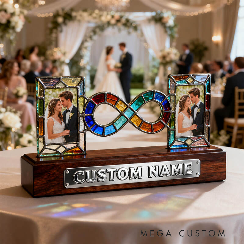 Personalized Infinity Symbol Stained Glass Photo Ornament the Perfect Valentine's Day Gift
