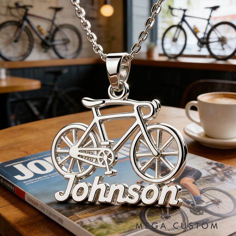 Personalized Bicycle Necklace the Perfect Gift for Biking Lovers