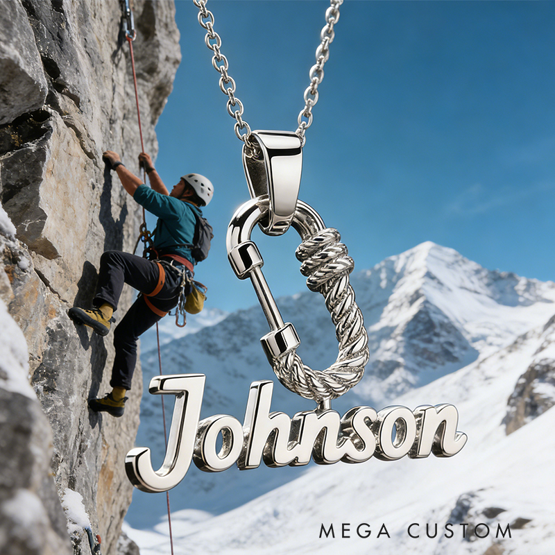 Personalized Climbing Carabiner Name Necklace the Perfect Gift for Mountaineering Lovers