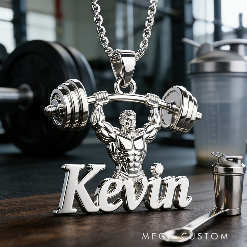 Personalized Weightlifting Name Necklace the Perfect Gift for Weightlifting Lovers