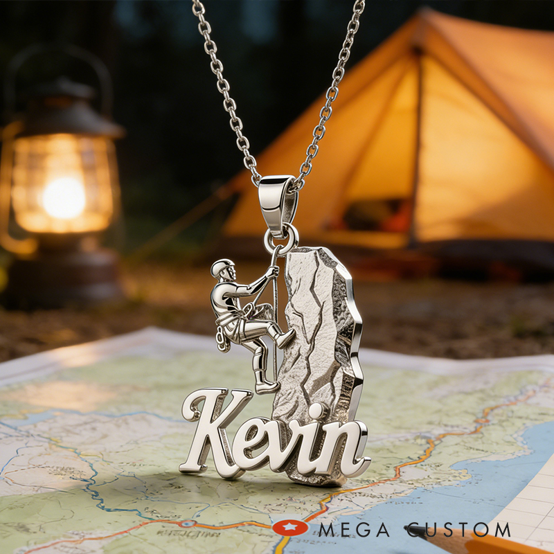 Personalized Rock Climbing Name Necklace the Perfect Gift for Climbing Lovers