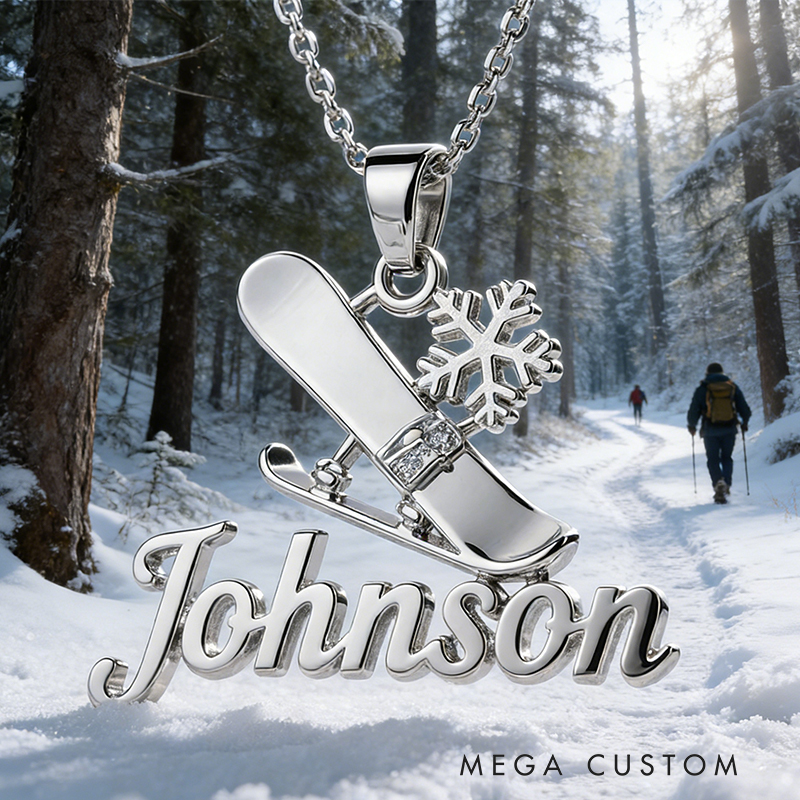 Personalized Ski Snowboard Name Necklace the Perfect Gift for Ski Lovers