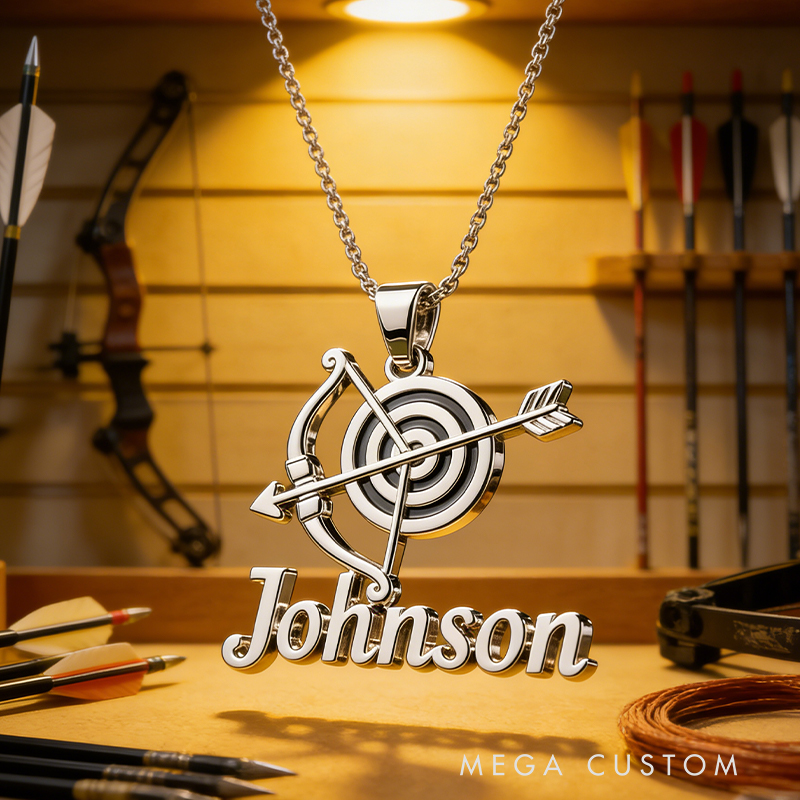Personalized Archery Name Necklace the Perfect Gift for Archery Lovers
