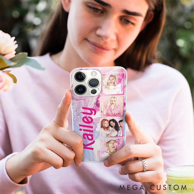 Personalized Bestie Custom Photo Colorful Style Phone Case Valentines Gift for Friendship Galentines Gift for Beaties