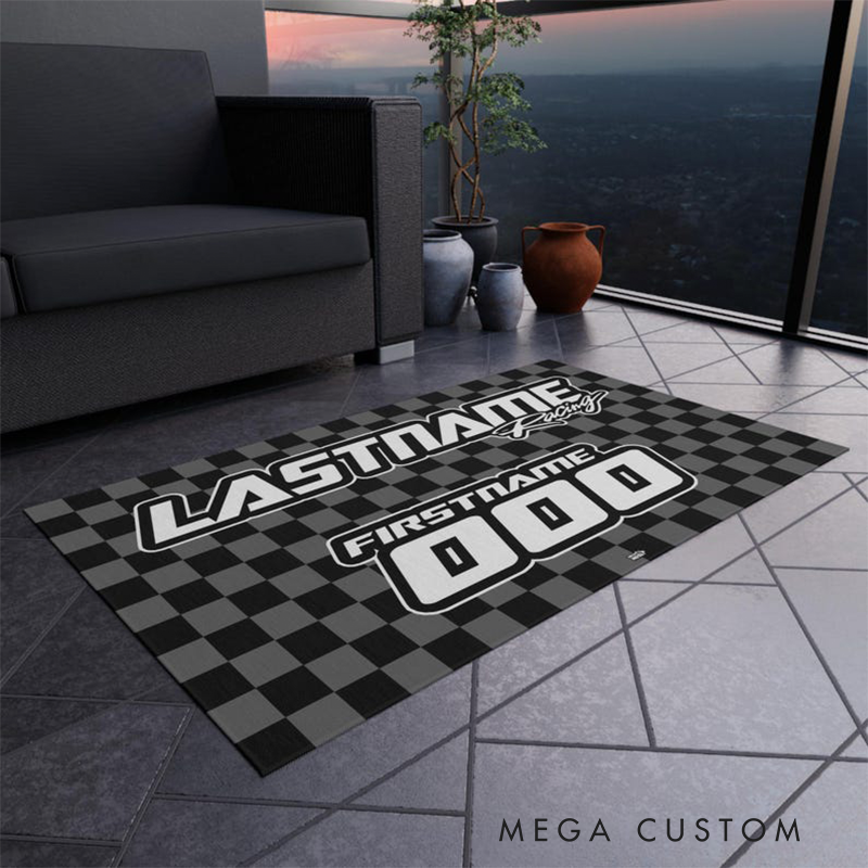 Personalized Racing Gifts Custom Name and Number Outdoor Rug Motocross Dirt Bike MX Camper Mat Racing Garage Door Mat
