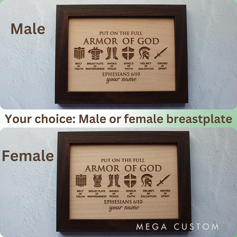 Personalized Full Armor of God Sign Decor with Custom Name Desktop Decor Birthday Religious Baptism Gift for Christian Family