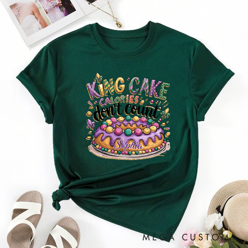 Personalized Don't Count Calories Classic T-shirts Mardi Gras Food Tshirt with Name Louisiana Shirt for King Cake Lover Baker Baking Lover